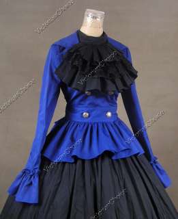 Civil War Victorian Cotton Satin Day Dress Ball Gown C009 L  