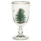   Christmas Tree 16 Ounce Pedestal Goblets with Gold Rims, Set of 4