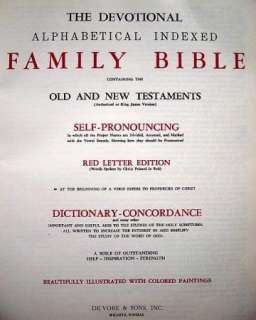Devotional Family Bible Red Letter 1960 De Vore Large  