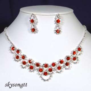 Swarovski Crystal Ruby Red Pendant Necklace Set S1376R  