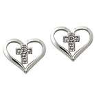 szul Diamond Heart and Cross Earrings in 10kt White Gold