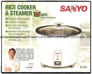 SANYO ELECTRIC RICE COOKER STEAMER 10 CUP EC 510 086483028489  