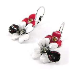  Earrings / dormeuses creator Vahiné white red. Jewelry