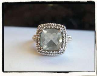   925 6CT GENUINE GREEN AMETHYST BEAD BEADED COCKTAIL RING 7  