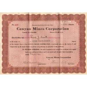   Share Stock Certificate 1916 (Issued and Cancelled) 