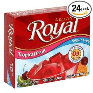 Royal Gelatin, Sugar Free Tropical Fruit, 0.32 Ounce Boxes (Pack of 24 