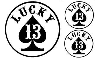 LUCKY 13 SPADE 1 @ 5 X 5 & 2 @ 2.5 X 2.5 STICKER  