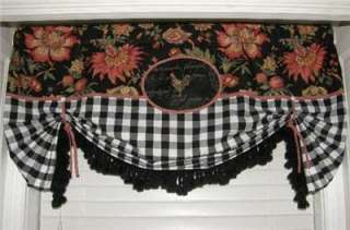 VALANCE French Country Rooster Balloon Shade CURTAIN Check Floral 