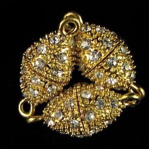    3 22x10mm gold plated rhinestone magnetic clasp