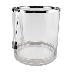 Colin Cowie Glass Ice Bucket with Tongs   Silver   1.98 gal  