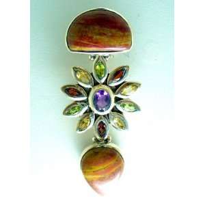 Red Rock Agate Flower Pendant Jewelry