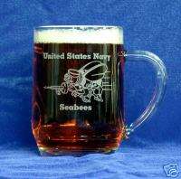 USNavy Seabees logo etched 20oz Glass Mug  