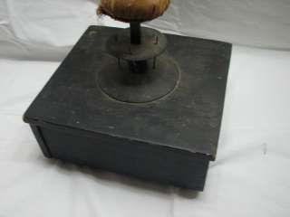 ANTIQUE WOODEN SEWING NOTIONS PIN CUSHION BOX THREAD  