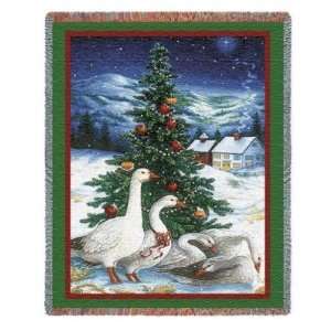   Geese a Laying Christmas Goose Tapestry Throw Blanket