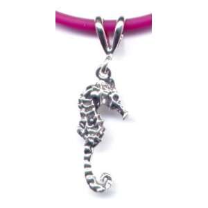   18 Fuschia Seahorse Necklace Sterling Silver Jewelry 