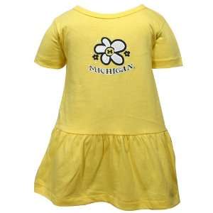  Michigan Wolverines Maize Toddler Flower Dress Sports 