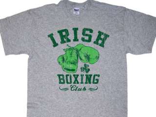 IRISH BOXING CLUB T SHIRT ST PATRICKS DAY ATH GREY MD  