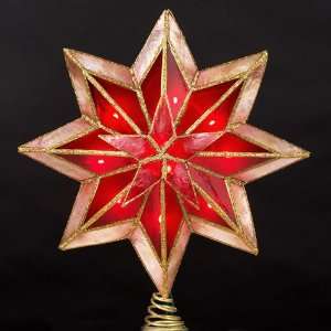  Lighted Antique Red Capiz 8 Point Star Christmas Tree 