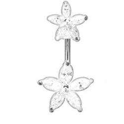 Belly Button Rings HO11CR Double Starfish Navel Ring  