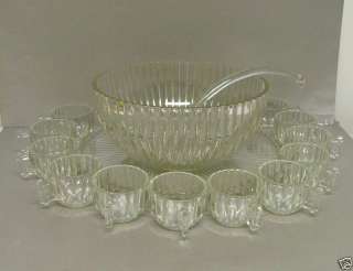 15 pc Jeannette Glass NATIONAL Punch SET Bowl Cup Liner  
