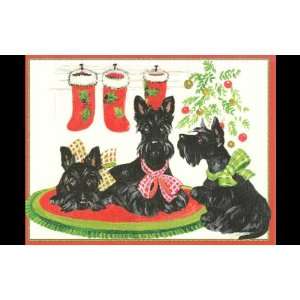  Scottish Terriers with Stockings Christmas Cards 