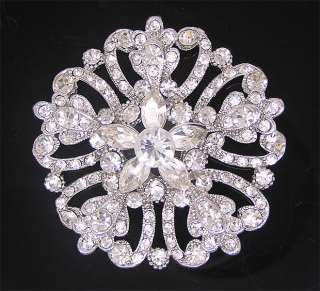 Elegant flower Brooch Pin W Swarovski Crystal P221  