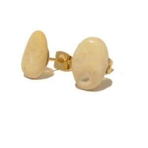   Earrings 01 Stud White Pebble River Stone Post 10mm Jewelry