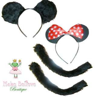 Minnie Mouse & Mickey Mouse Ears & Tails Fancy Dress  