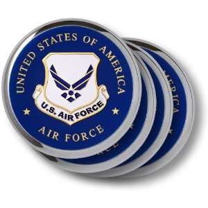  Air Force Emblem Chrome 4 Coaster Set 