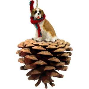  St. Bernard Rough Coat Dog Pinecone Ornament