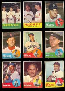 1963 Topps Baseball Complete Set Overall VGEX to EX Condition Mantle 
