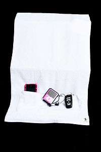 SWETEEZ ANTIMICROBIAL FITNESS AND WORKOUT TOWEL WHITE ZIPPER  