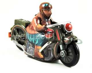 VINTAGE MOTORCYCLE & Rider Wind UP Tin Toy FREE S$H  