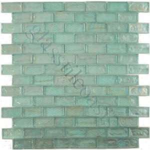  Aqua Uniform Brick Aqua Bricks Glossy & Iridescent Glass Tile 