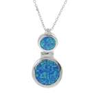  Sterling Silver .925 Stamp Created Blue Opal Pendant Necklace 