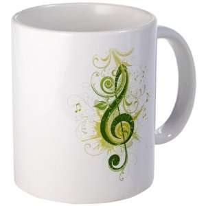  Mug (Coffee Drink Cup) Green Treble Clef 