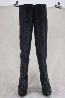 Vera Wang Lavender Olivia Over the Knee Stretch Leather Boots Black 
