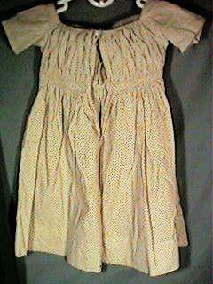 Lovely Antique Childs Brown & White Calico Dress 1840s  