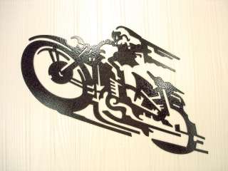 Metal Wall Art Decor Speeding Black Motorcycle  