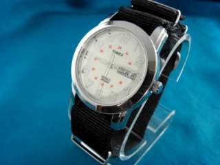 VINTAGE TIMEX MILITARY STYLE WHITE FACE 24HR DIAL WATCH  