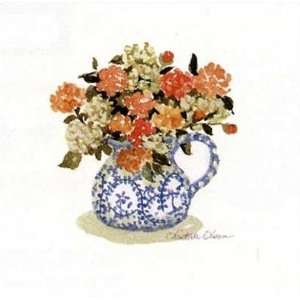  Blue and White with Marigolds by Charlene Winter Olson 9x9 