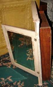 Vintage Chippy Shabby Wooden Medicine Cabinet Beveled Mirror  