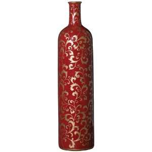  Red and Gold Bottle Shape Ceramic Vase