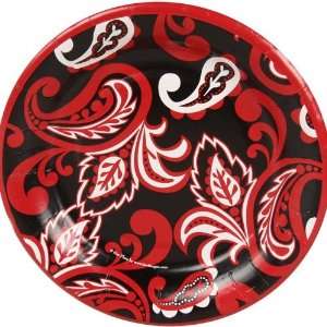  NFL 8 Pack Paisley Dessert Plate   Black/Red Sports 