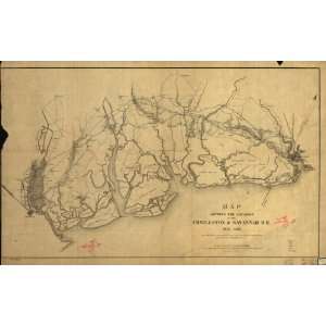  1856 Railroad map of Charleston & Savannah RR