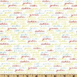  44 Wide Moda Fresh Flowers Words Cloud White Fabric By 