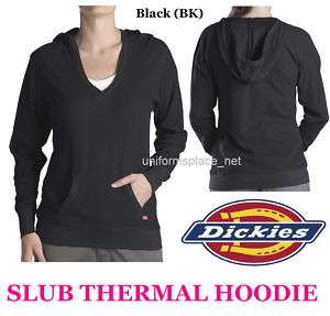 Dickies Women Lady SLUB THERMAL HOODIE Top Shirt BLACK  