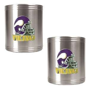 Minnesota Vikings NFL 2pc Stainless Steel Can Holder Set  Helmet Logo 