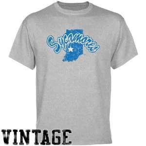  Indiana State Sycamores Ash Distressed Logo Vintage T 