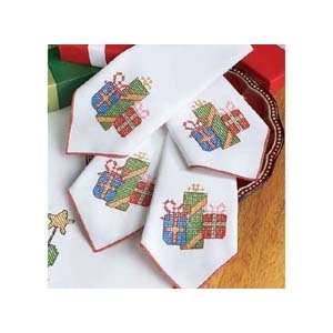  Before Christmas Stamped Cross Stitch Napkins, Set of 4 Kitchen